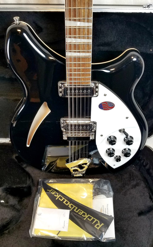 Rickenbacker 12 String Stereo Deluxe Electric Guitar Thinline, Semi-acoustic Hollow Body, W/Case (360/12 Jet Glo)