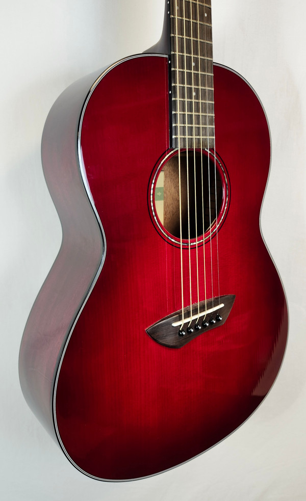 Yamaha CSF Series Parlor Guitar, Solid Spruce Top, Undersaddle Pickup, Crimson Red Burst, W/Bag CSF1M