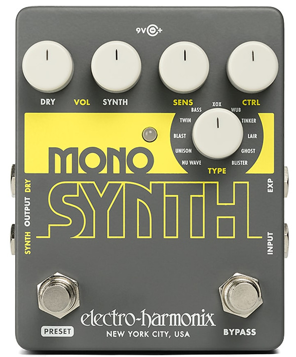 Electro Harmonix Guitar Mono Synth Guitar Monophonic Synthesizer Pedal, 9.6DC-200 PSU included