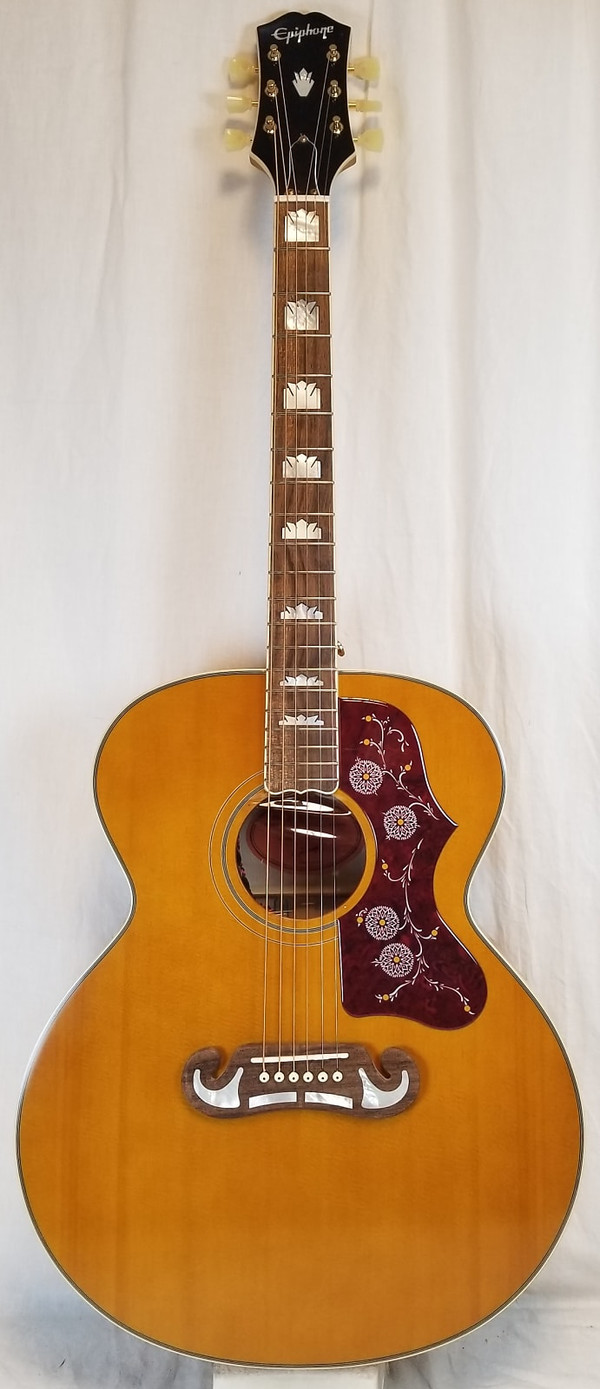 Epiphone Masterbilt J-200 all Solid Wood Acoustic Electric Guitar, Aged  Antique Natural Gloss