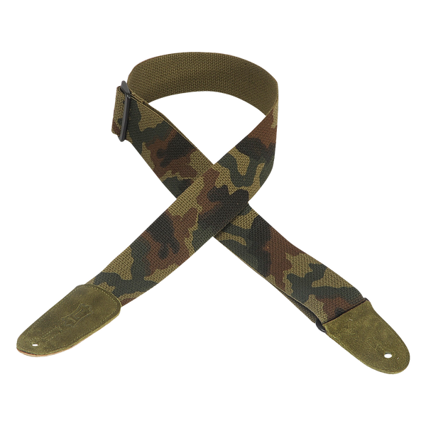 Levy's MC8-CAM 2" Cotton Guitar Strap with Suede Ends and Tri-Glide Adjustable to 54", Camo