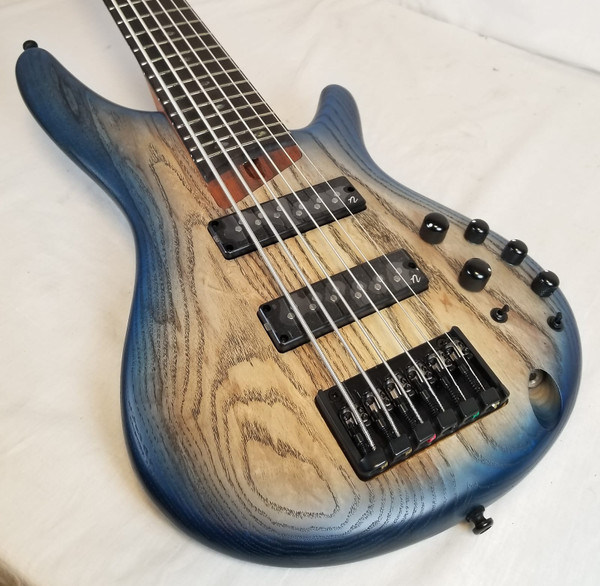 Ibanez SR Standard 6 String Electric Bass Guitar Cosmic Blue Starburst Flat