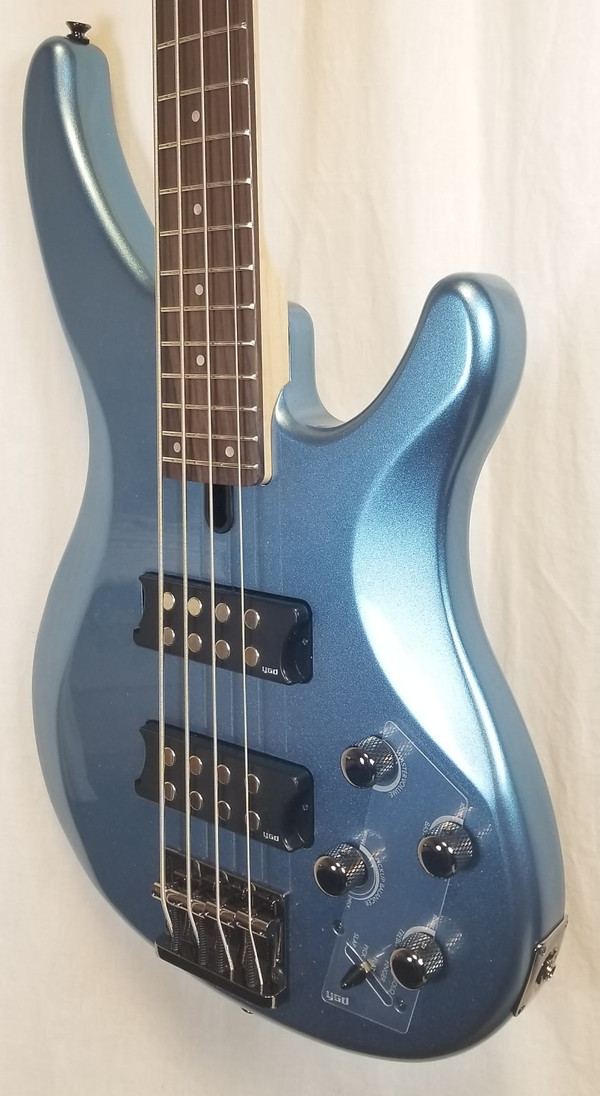 Yamaha TRBX304 Solid Mahogany Body 4 String Electric Bass Guitar, Factory Blue.
