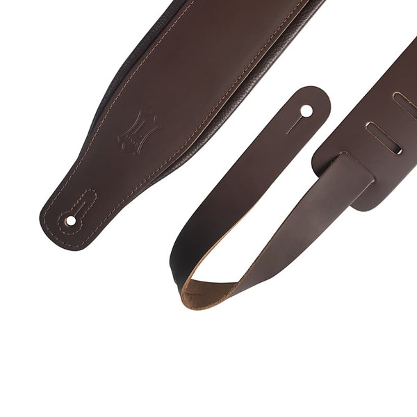 Levy's Amped Leather Series 3 inch Wide Top Grain Leather Guitar/Bass
 Straps, Dark Brown