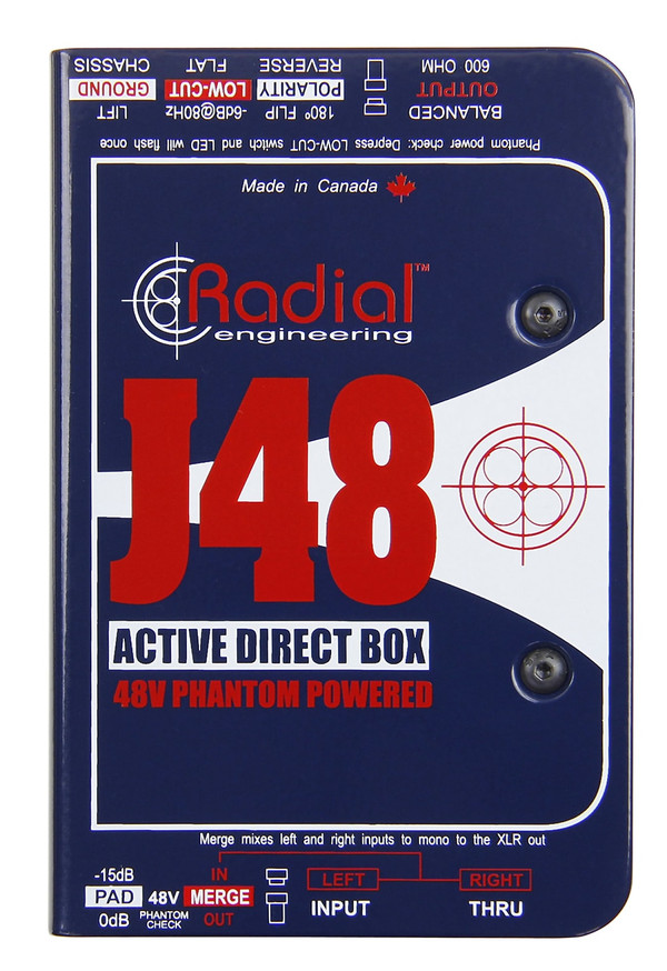 Radial J48 Active DI for Acoustic Guitar & Bass, Extra Headroom & High-Pass Filter