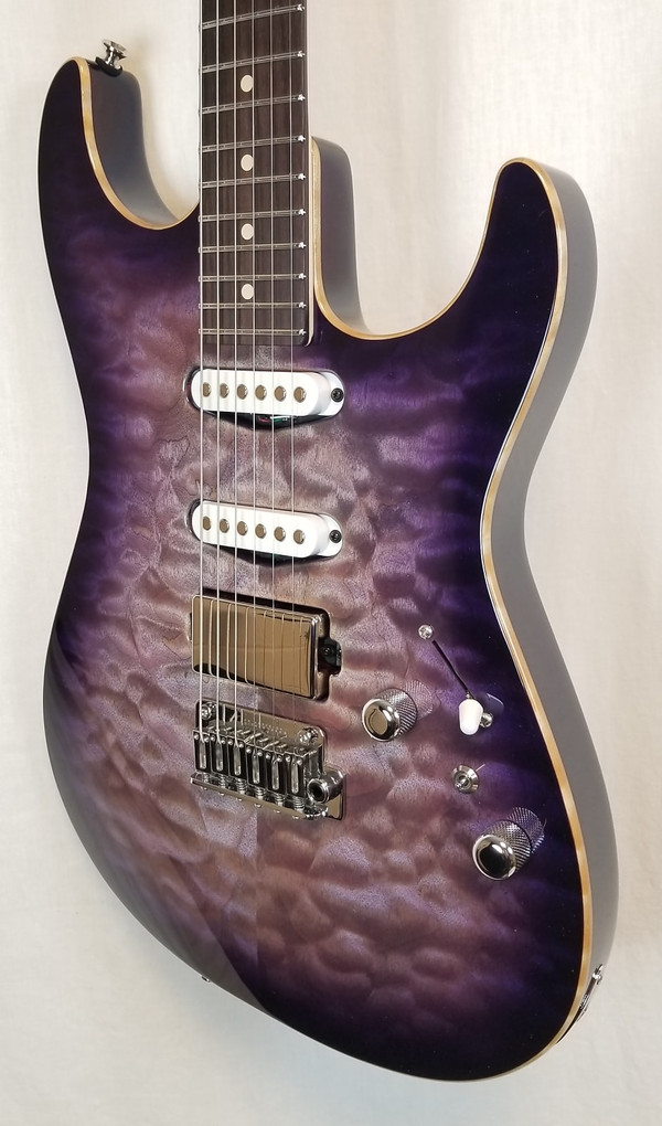 Anderson Drop Top Even-Taper, SC1 SC1 HC2 PU Electric Guitar, Abalone to T-Purple Burst with Binding W /Case