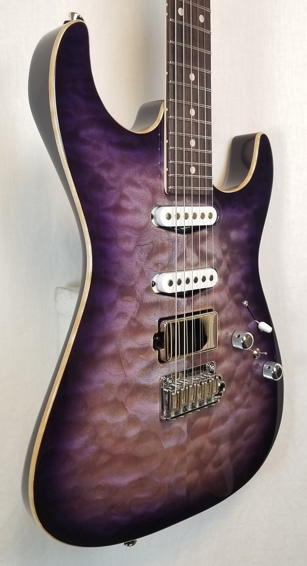 Anderson Drop Top Even-Taper, SC1 SC1 HC2 PU Electric Guitar, Abalone to T-Purple Burst with Binding W /Case