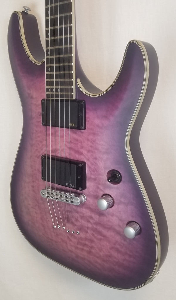 Schecter Diamond Series C-1 Platinum Electric Guitar, See-Thru Purple Satin Burst