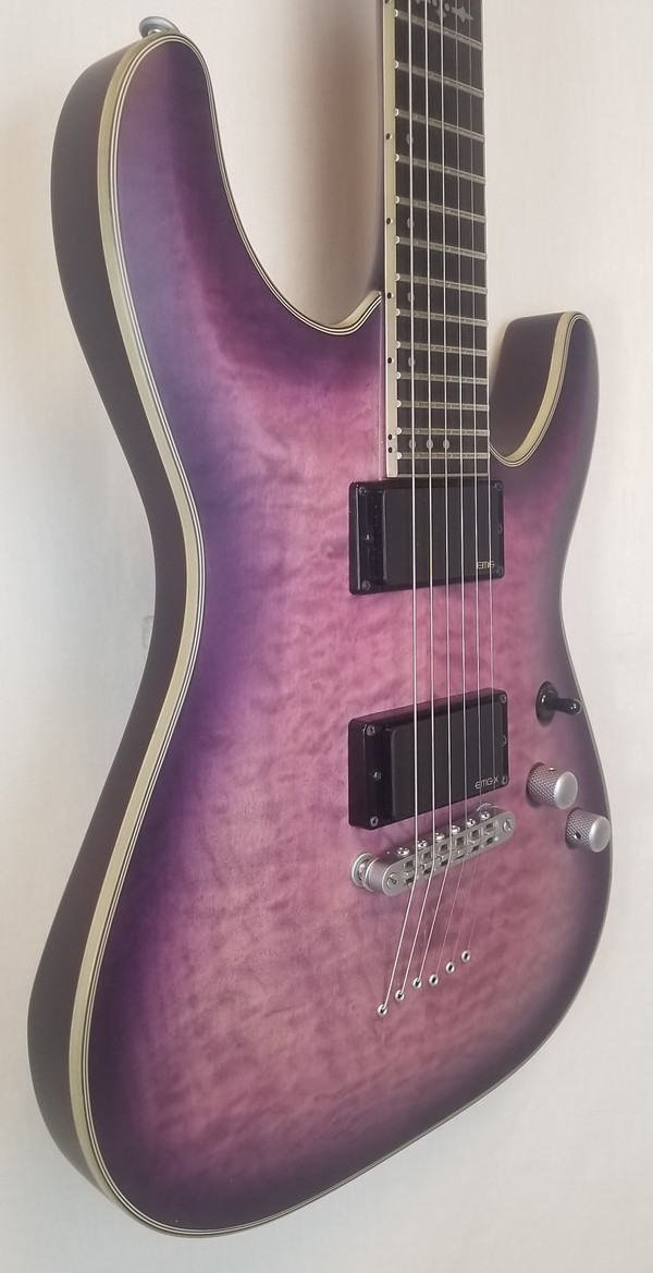 Schecter Diamond Series C-1 Platinum Electric Guitar, See-Thru Purple Satin Burst