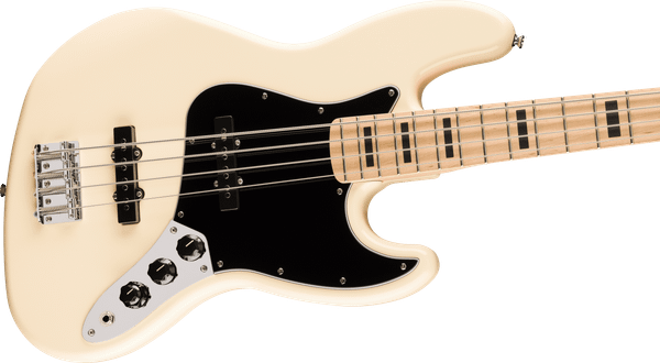 Squier Affinity Series Active Jazz Bass, Maple FB, Black Pickguard, Olympic White