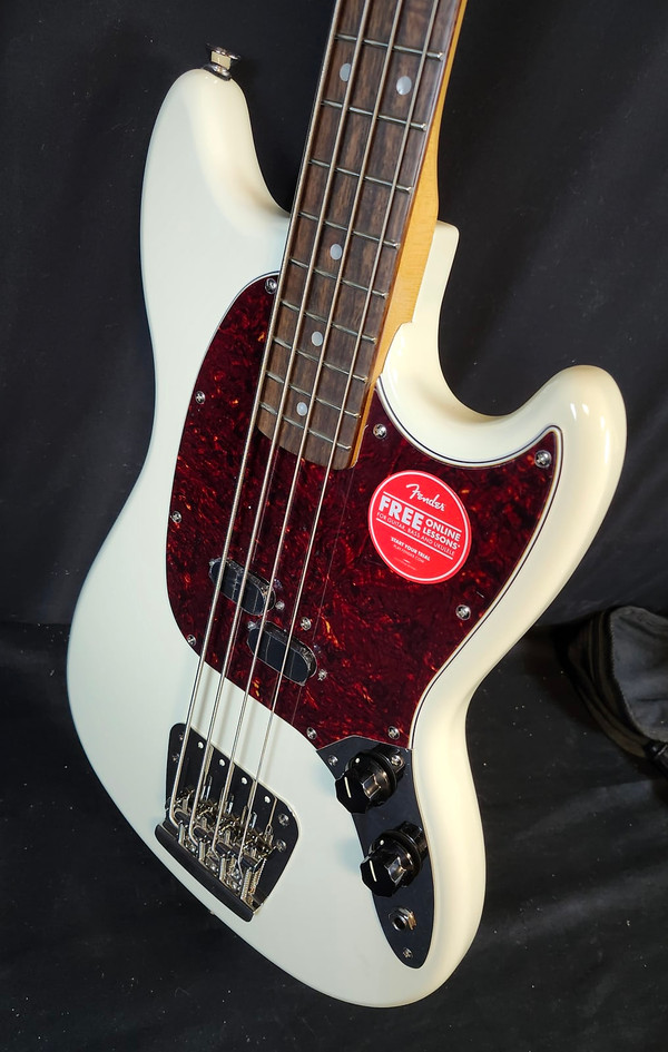 Squier Classic Vibe '60s Mustang Electric Bass Guitar, Laurel Fingerboard, Olympic White