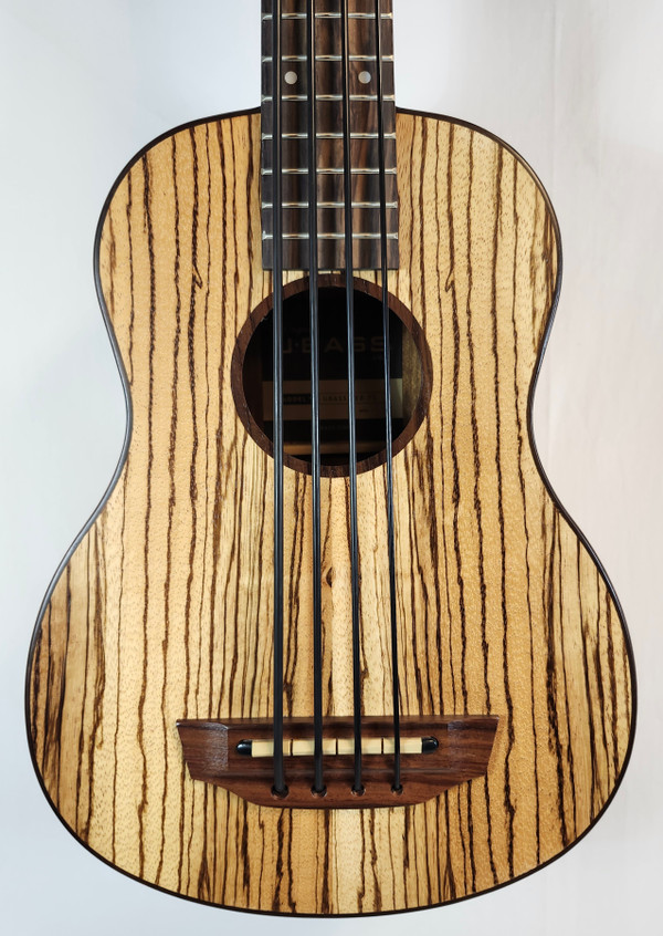 Kala UBASS-ZEB-FS Zebrawood Acoustic-Electric U?BASS, Natural Satin W/Bag