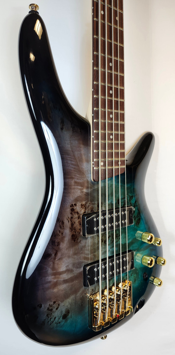 Ibanez SR405EPBDX SR Standard 5 String Bass, Poplar Burl Top, Tropical Seafloor Burst