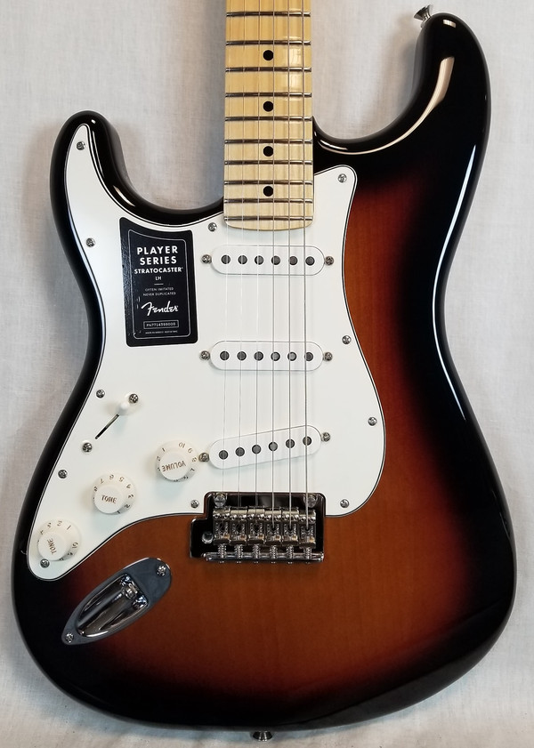 Fender Player Stratocaster Left-Handed Electric Guitar, Maple FB, 3-Color Sunburst Fender Player Stratocaster Left-Handed Electric Guitar, Maple FB, 3-Color Sunburst