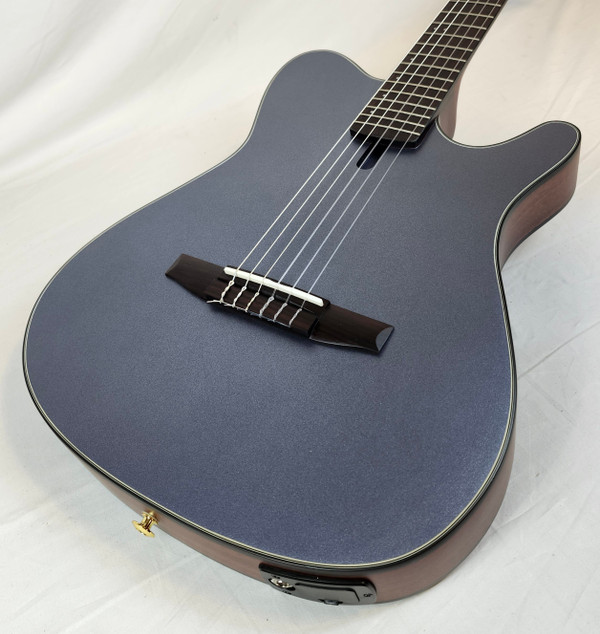 Ibanez FRH10NIBF Nylon String Acoustic Electric Guitar, Solid Sitka Spruce Top, Sapele Back and Sides Indigo Blue Metallic Flat