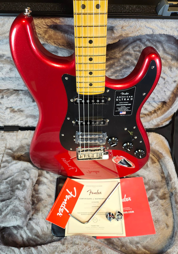 Fender American Ultra II Stratocaster® HSS, Maple Fingerboard, Sinister Red Fender American Ultra II Stratocaster® HSS, Maple Fingerboard, Sinister Red