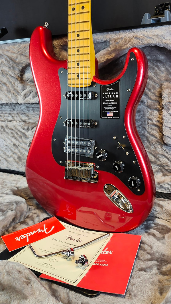 Fender American Ultra II Stratocaster® HSS, Maple Fingerboard, Sinister Red Fender American Ultra II Stratocaster® HSS, Maple Fingerboard, Sinister Red