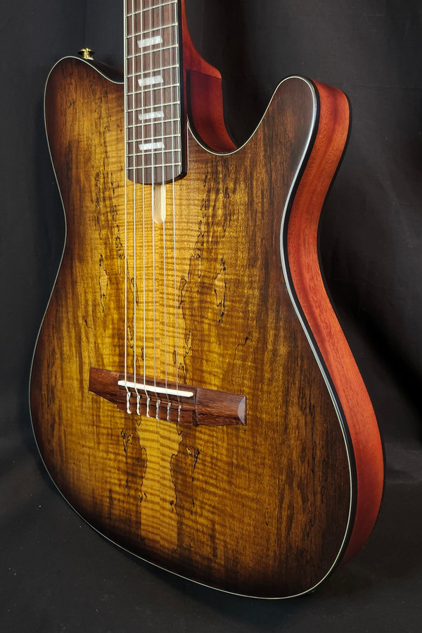 Ibanez FRH20SMN FRH Series Nylon Thinline Acoustic Electric Guitar, Spalted Maple Top