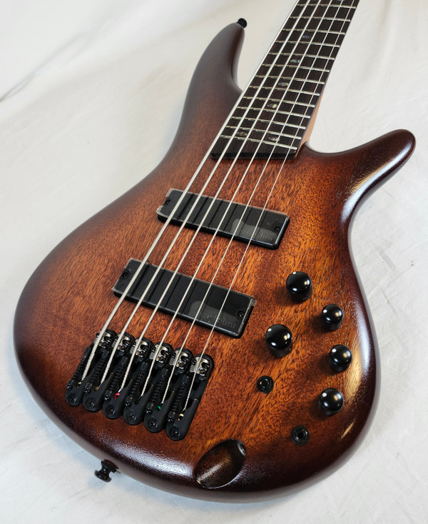 Ibanez SR506A SR Standard 6 string Bass, Mahogany Brown Burst, Low Gloss