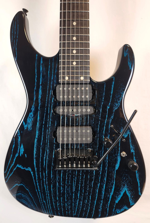 Tom Anderson Pre Owned Angel Player 7, Swamp Ash Body, HSH, Black w/Bora Dog Hair, Logo Bag