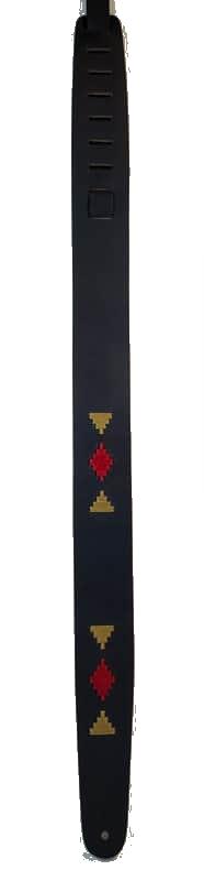 D'Addario 2.5" Leather Double Sided Guitar Strap, Inca Stitch, Navy