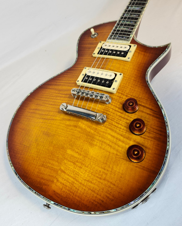 ESP LTD EC-1000FM Deluxe, AA Flame Maple Top, Seymour Duncan Slash APH-2 Set, Amber Sunburst, Korea, w/HSC 2017