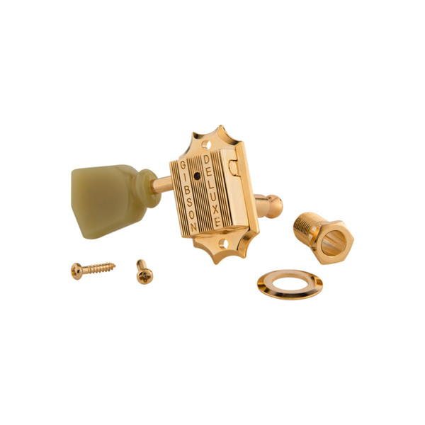 Gibson Single Deluxe Vintage Gold Green Key Treble Side Guitar Tuner