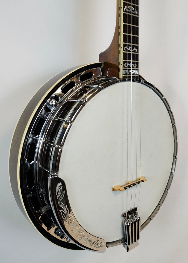 Vintage Iida 240P Plectrum Banjo, Masterclone, Archtop Tone Ring, Japan, 1970s, Mahogany Resonator, Pickup Mod, w/HSC