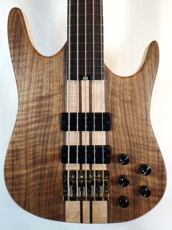 Jones SM1 5 String Brown Walnut and Maple, Boutique  Handmade in England Electric Bass W/Case