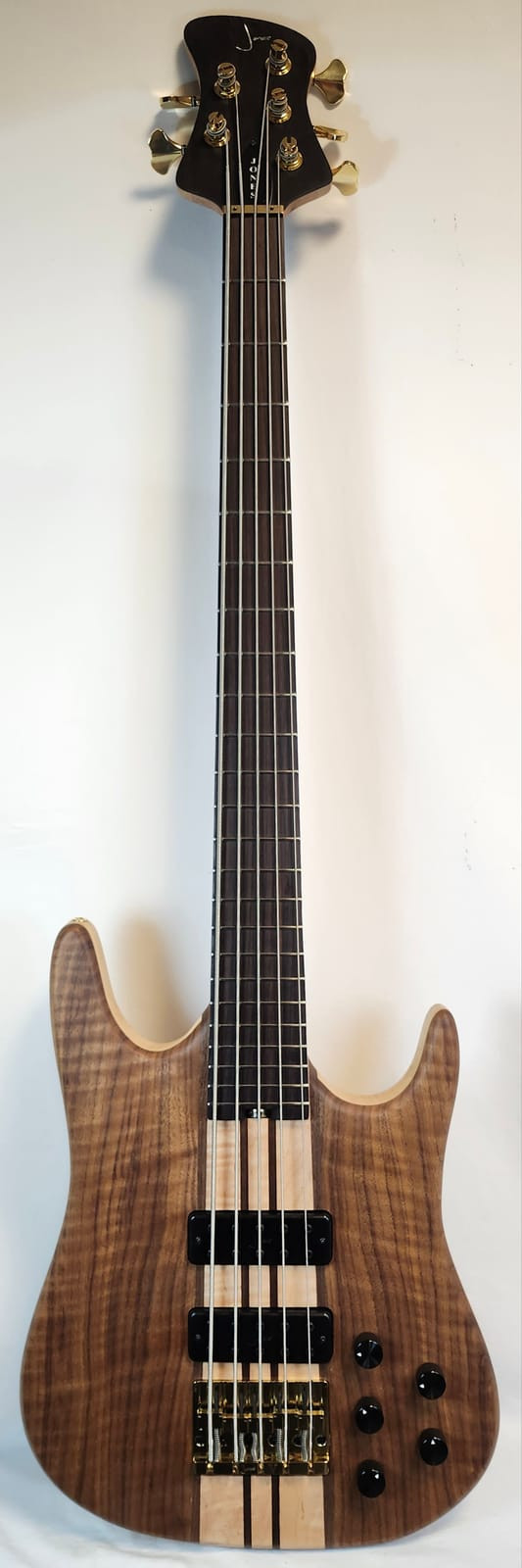 Jones SM1 5 String Brown Walnut and Maple, Boutique  Handmade in England Electric Bass W/Case