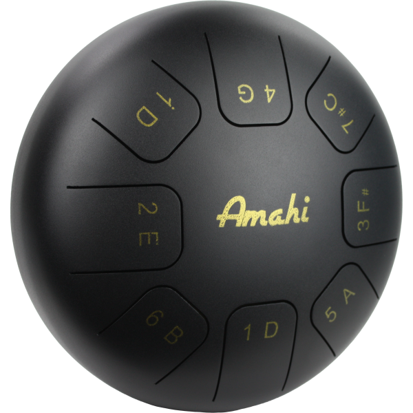 Amahi KLG10-8BK Steel Tongue Drum, 10 Inch Black