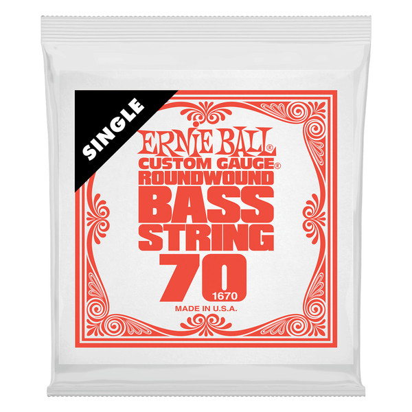 Ernie Ball Round Wound Single .070 Electric Bass String Nickel Wound