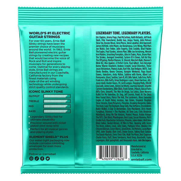 Ernie Ball Not Even Slinky Nickel Wound Electric Guitar Strings 012 .016 .024p .032 .044 .056