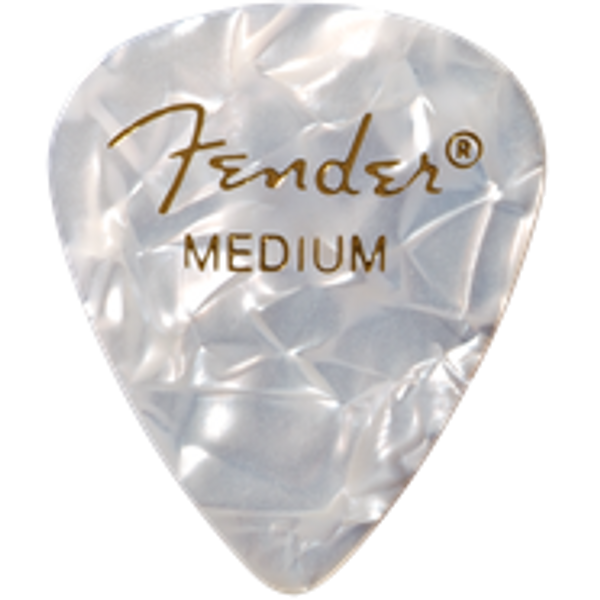 Fender 351 Shape Premium Picks, 12 Pack, White Moto, Medium 1980351805