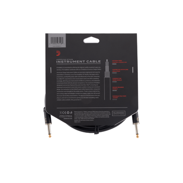 D'Addario PW-AMSGRA-10 American Stage Instrument Cable One Right Angle , 10 Foot
