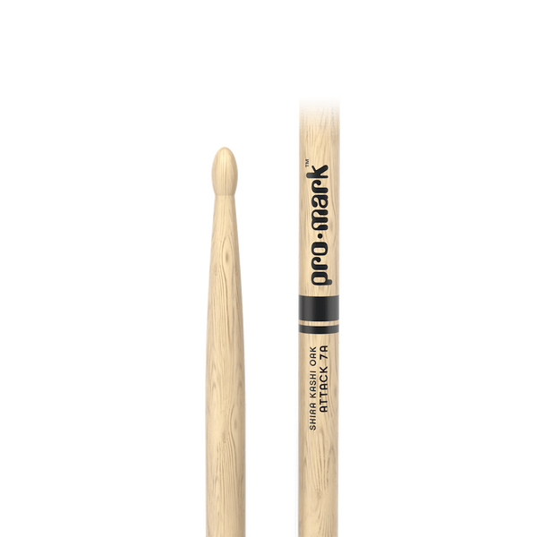 ProMark Classic Attack 7A Shira Kashi Oak Pair of Drumstick, Oval Wood Tip