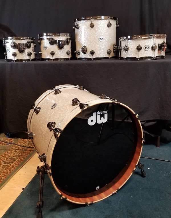 5-Piece Collectors Series Shell Pack, Broken Glass Finish Ply, Mahogany/Cherry Hybrid Shells, Black Nickel Hardware