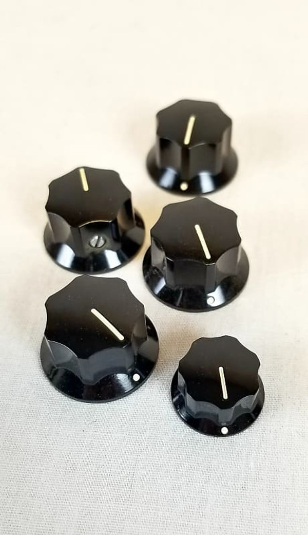 Rickenbacker 03571 Set of 5 Vintage Guitar Knobs Black