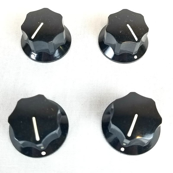 Rickenbacker Vintage Black Bass Knobs Set of 4 for 4001C Series, will fit any Rickenbacker bass