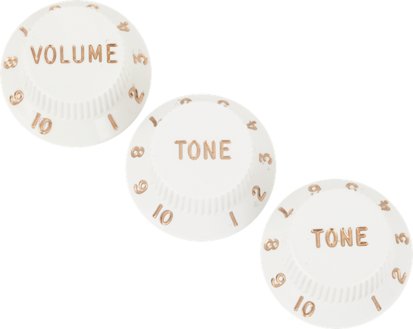 Fender Stratocaster Knobs, White (Volume, Tone, Tone) (3)
