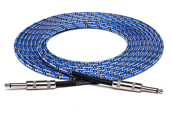 Hosa 3GT-18C1 Guitar Cable Cloth Blue/White/Black 18ft