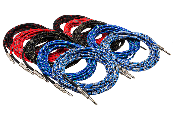 Hosa 3GT-18C1 Guitar Cable Cloth Blue/White/Black 18ft