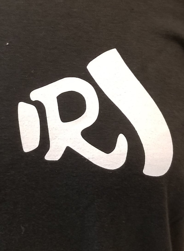 Rickenbacker Cotton Preshrunk Large T-Shirt. R Tailpiece Logo On Front, Guitar Image On Back. Black