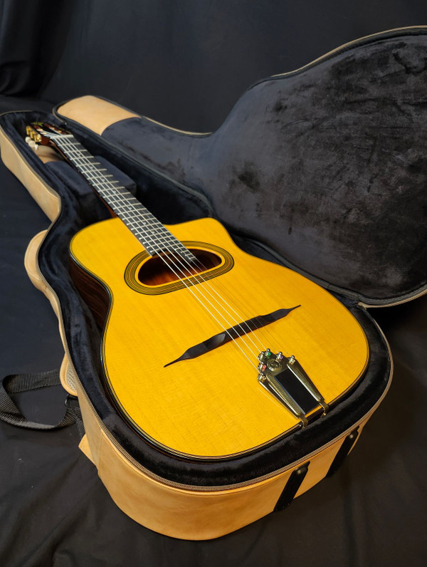Gitane D-500 D Hole MacCaferri-Style Professional Gypsy Jazz Guitar, Solid Sitka Spruce Top, W/Protour Gig Bag