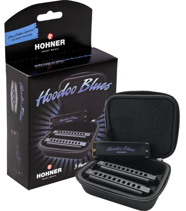 Hohner HBP Hoodoo Blues Harmonica 3-Pack with Case in the Keys of C,D and G
