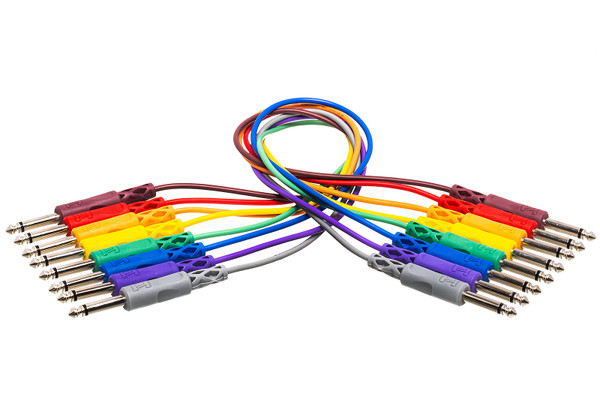 Hosa CPP-890 Unbalanced Patch Cables, 1/4 in TS to Same, 3 ft, 8pc.