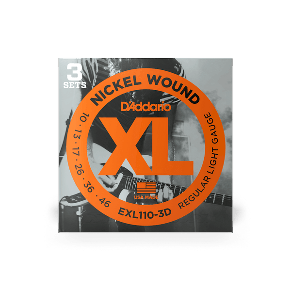 D'Addario Electric Guitar Strings Nickel Wound, 3-Pack, Regular Light Gauge 10-46