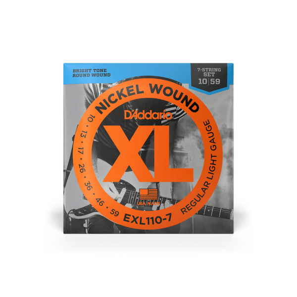 D'Addario EXL110-7 Nickel Wound, 7-String, Electric Guitar String Set, Regular Light, 10-59