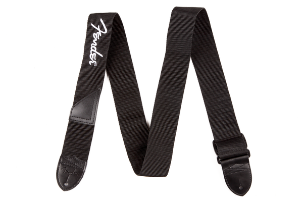 2" Black Poly Guitar Strap White Fender Logo 099-0662-080