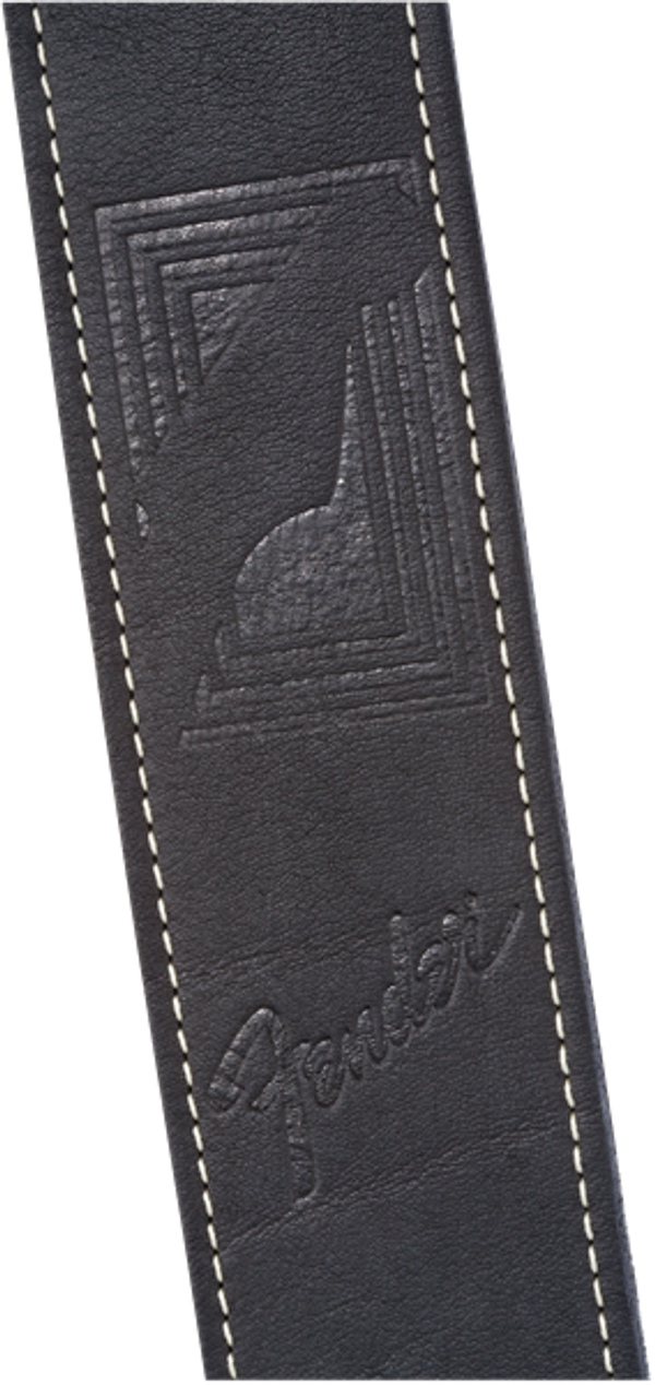 Fender Monogram Leather Guitar Strap, Black